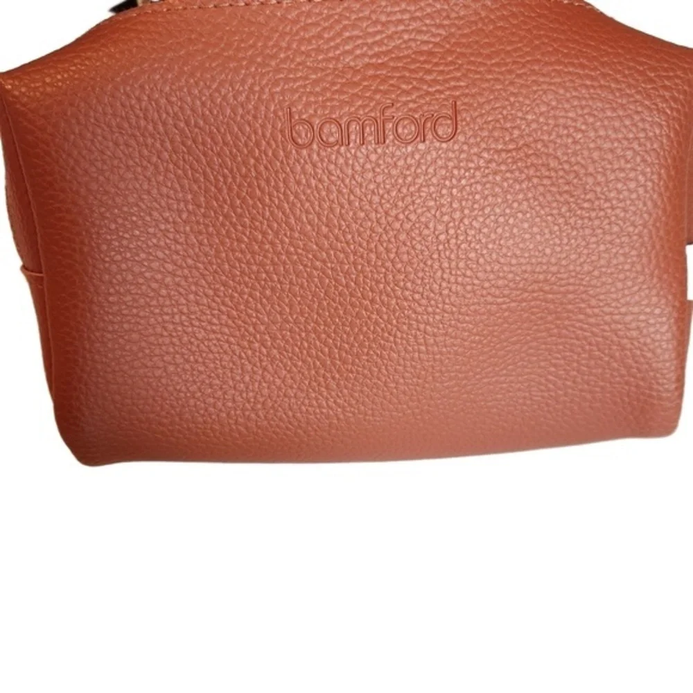 Bamford Bag‎ Womens Size Pebble Leather Orange/Brown Embossed Logo Travel